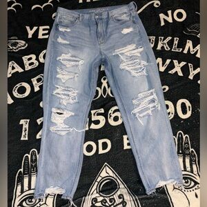 American Eagle Outfitters Distressed Light Blue Mom Jeans